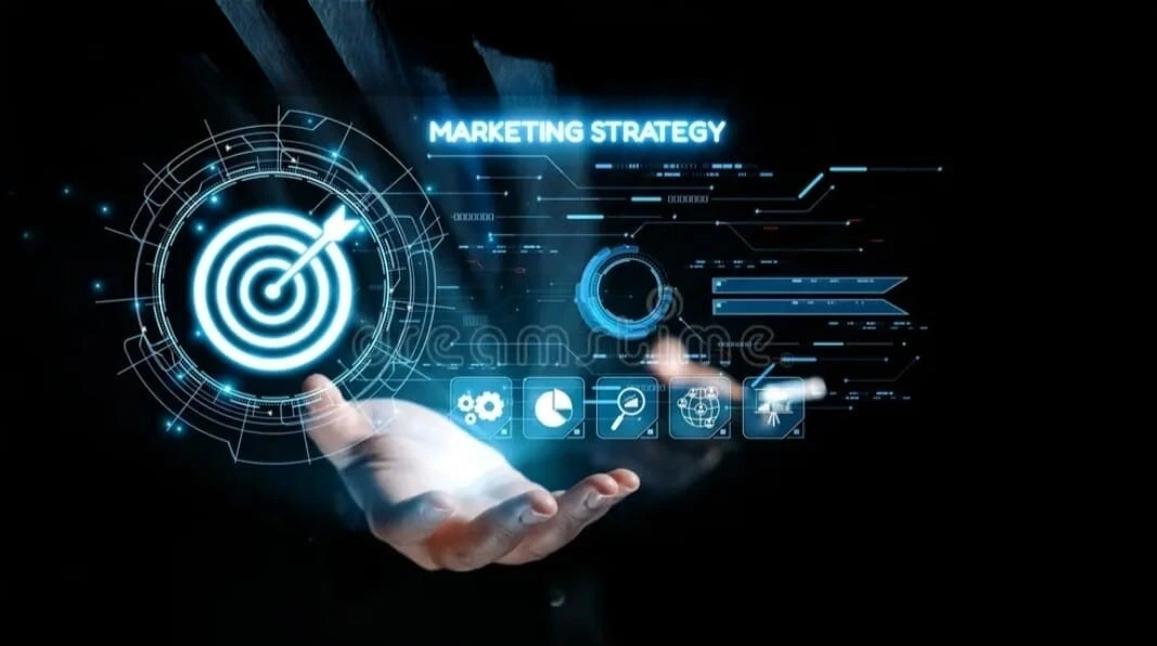 Best digital marketer in Malappuram concept image showing digital marketing strategy, target audience, analytics dashboard, and online business growth solutions